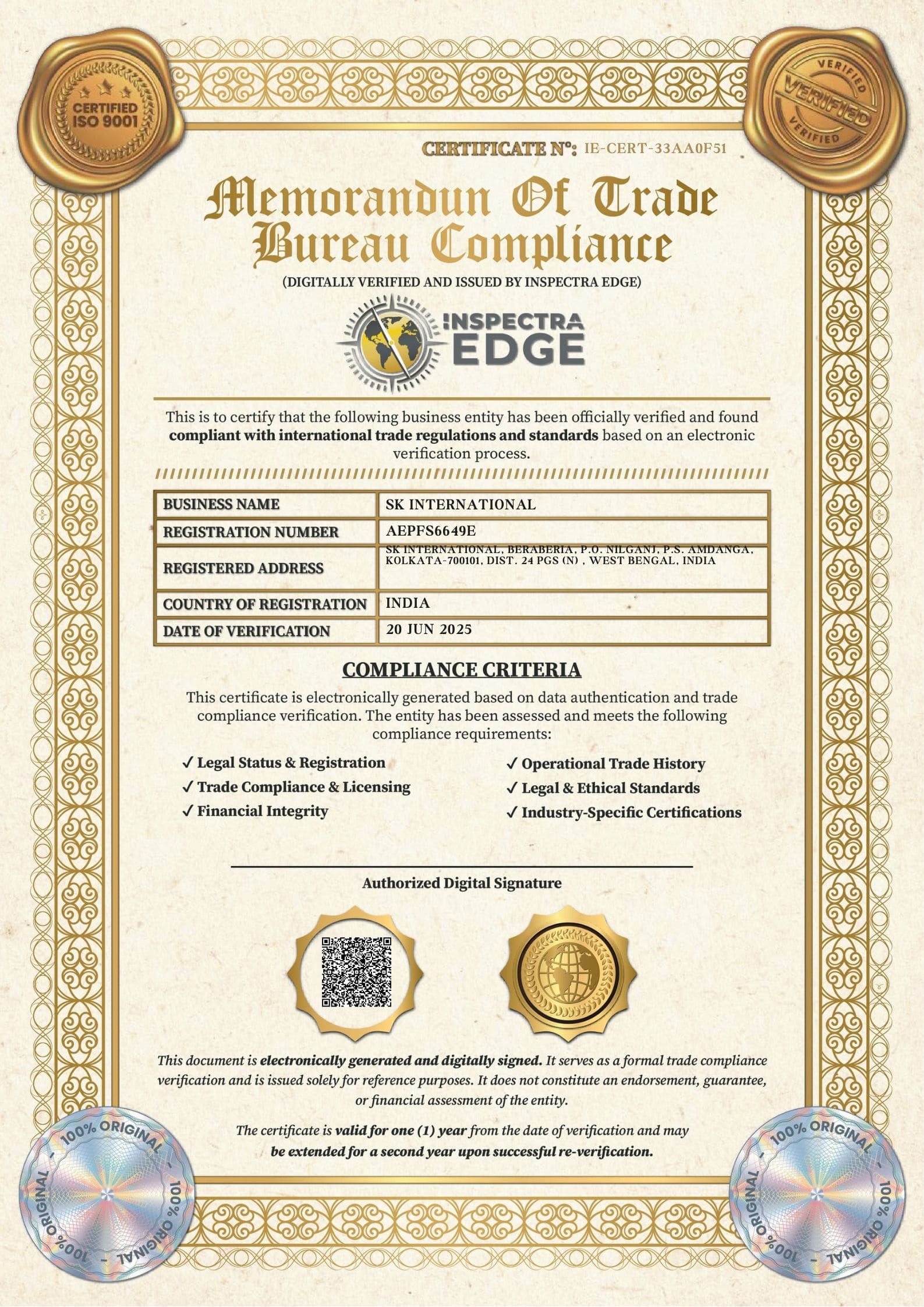 raw banana flour supplier Instpectra edge certificate